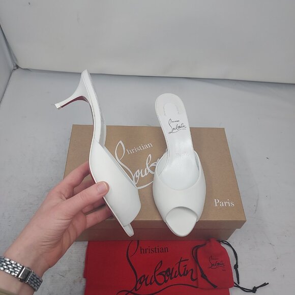 Christian Louboutin Shoes - CHRISTIAN LOUBOUTIN Me Dolly Leather White Mule Sandal